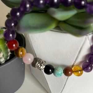 Bracelet Seven Chakra Stones with Black Onix Stone